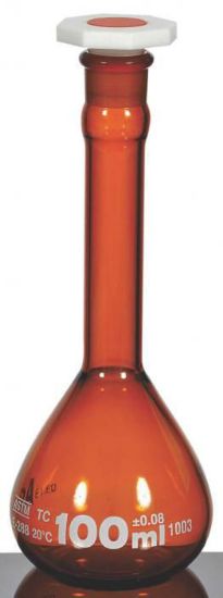 Picture of Glassco Class A Amber Glass Certified Volumetric Flasks - FGAM005