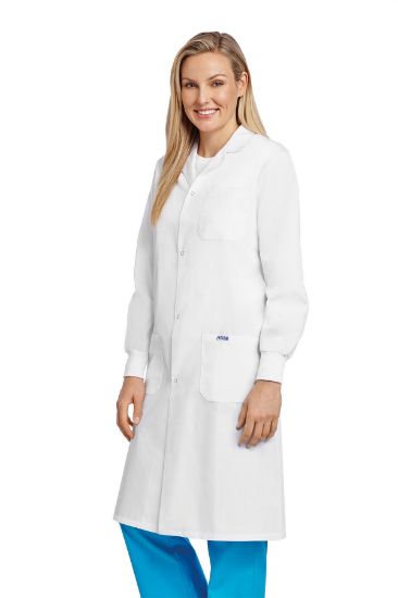 Picture of Full Length Unisex Snap Lab Coat With Knitted Cuffs - L507-XXS