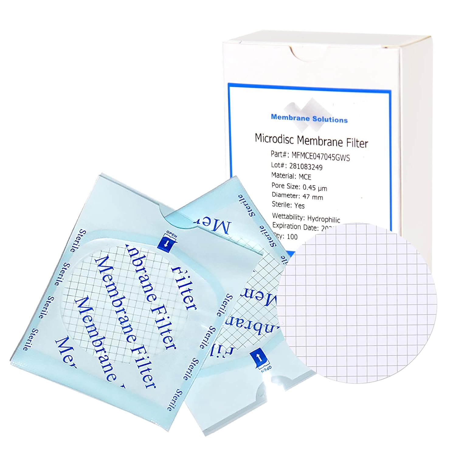 Picture of PSFiltration Gridded 0.45um 47mm Mixed Cellulose Esters (MCE) Membrane Filters - PSFMF-MCEWG-4547